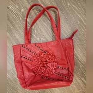 Red Floral Edgy Purse Vintage Rose